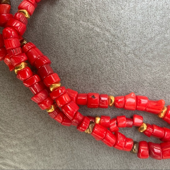 Red and Gold Layered Necklace - Picture 1 of 4